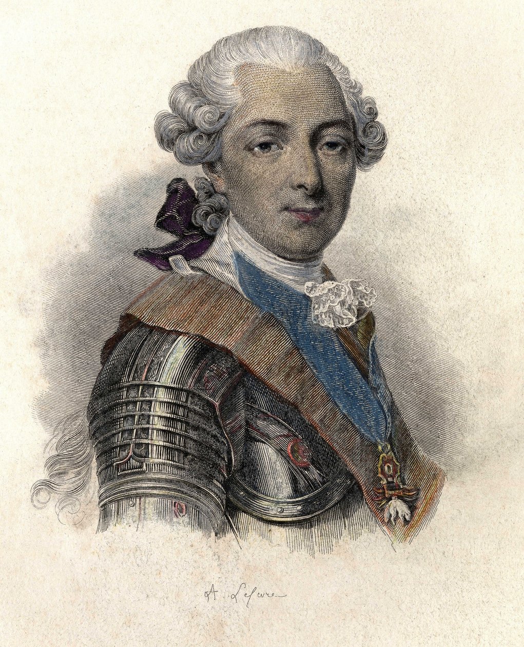Retrato de Louis Jean Marie de Bourbon, duque de Penthievre (1725-1793), grande almirante e mecenas francês. in "Portraits des Hommes Useful" de French School