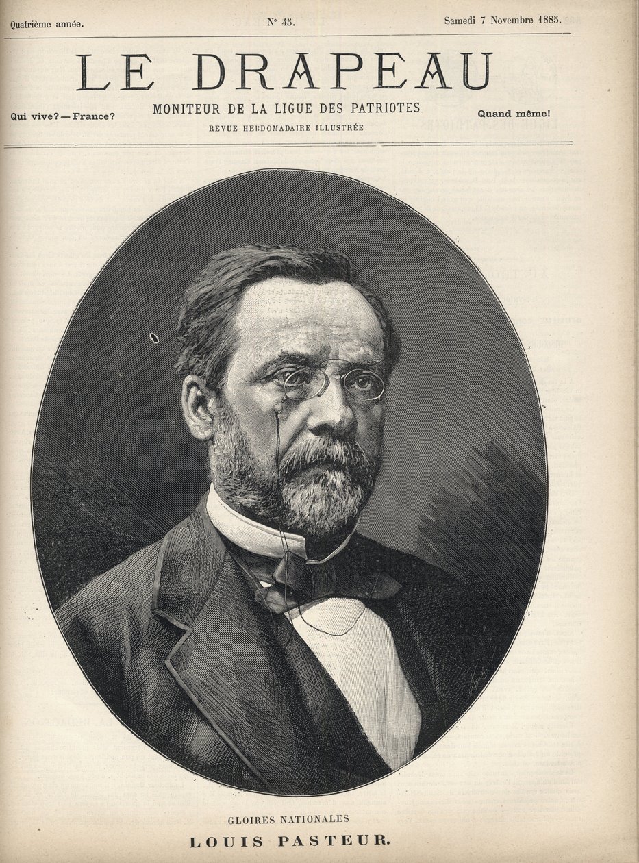 Retrato de Louis Pasteur (1822-1895) - capa de "A Bandeira - Monitor da Liga dos Patriotas" - 7 de novembro de French School