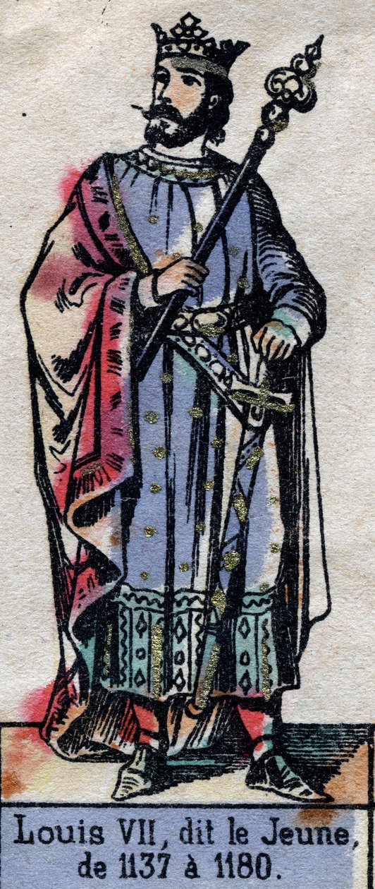 Retrato de Luís VII da França, conhecido como Luís o Jovem (1120-1180) (dinastia dos Capetianos). Ilustração do final do século XIX. de French School