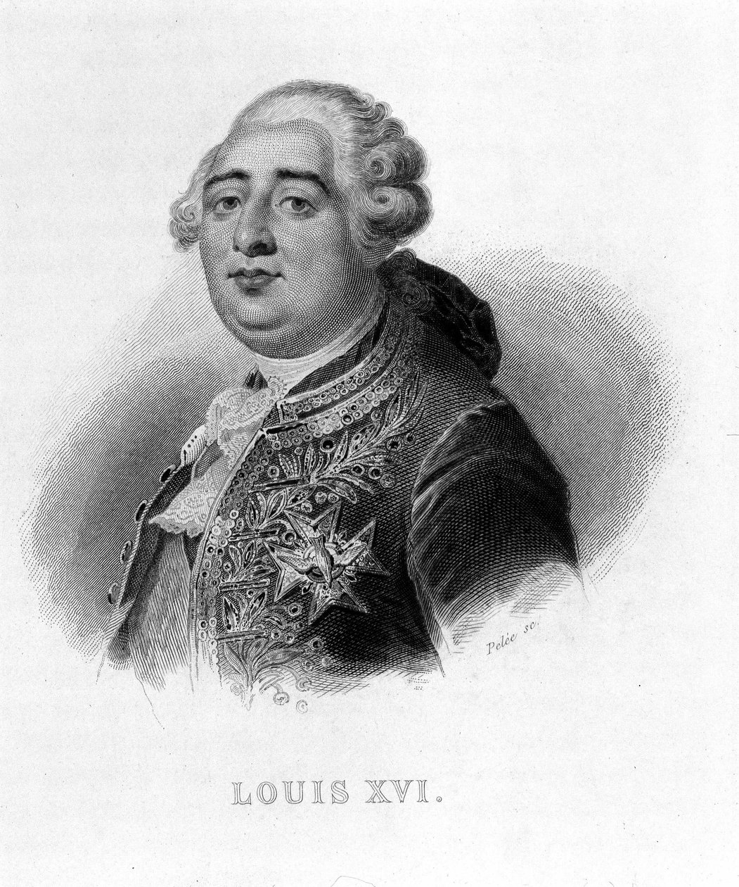 Retrato de Luís XVI - em “” Revolution française ”” de Thiers. século 19 de French School