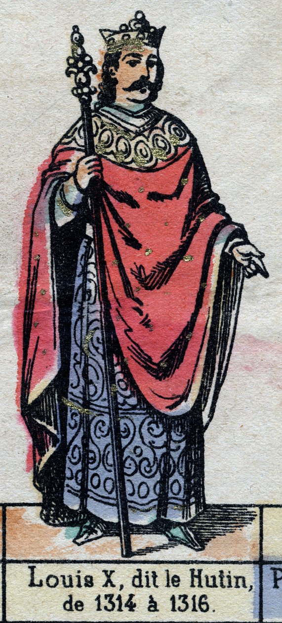 Retrato de Louis X da França, conhecido como Louis the Hutin (1289-1316) (dinastia dos Capetianos). Ilustração de finais do século XIX. de French School