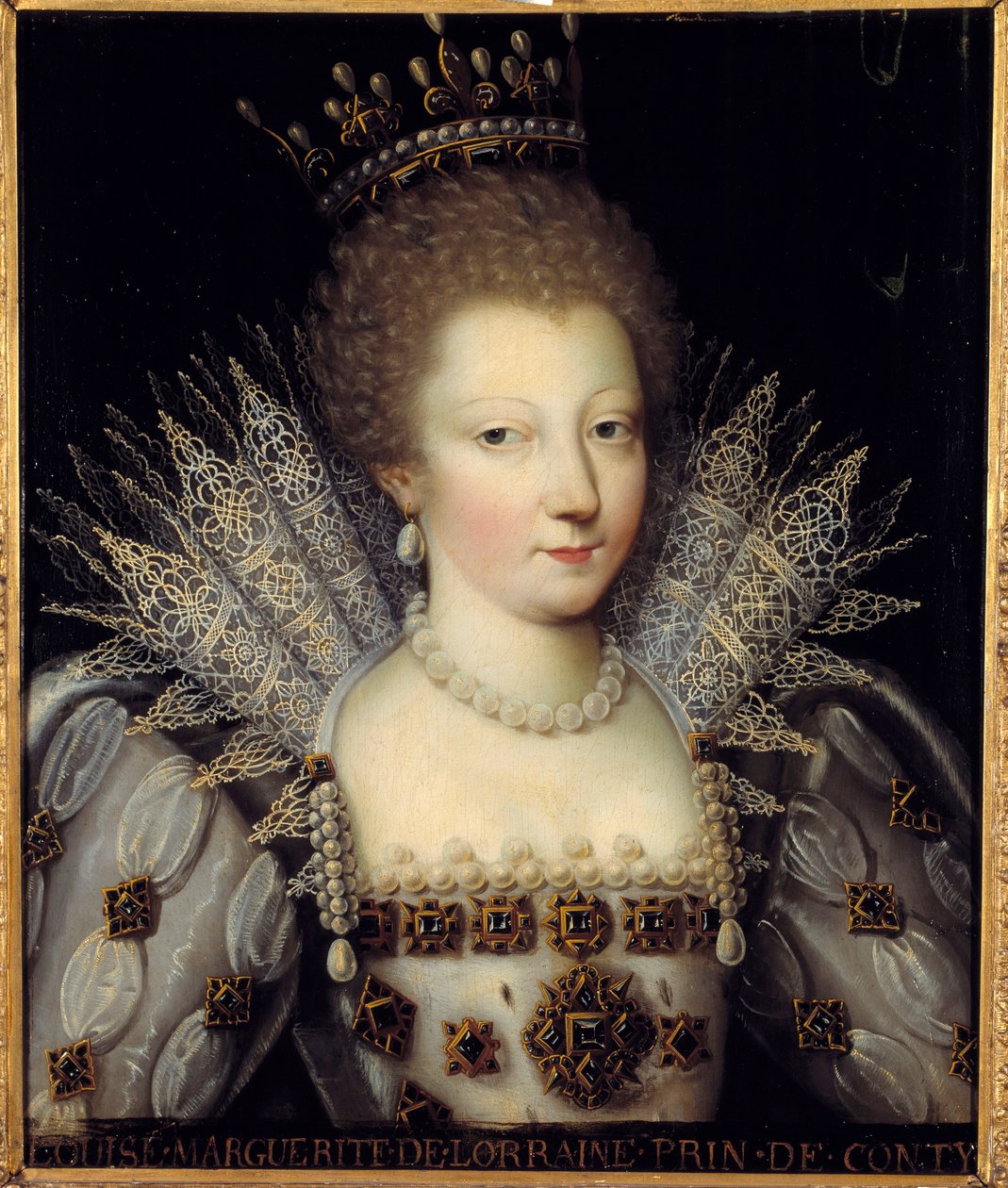 Retrato de Louise Marguerite de Lorraine, Princesa de Conti Pintura da Escola Francesa do século XVII. Dim 0,57 x 0,47 m Chantilly, Musee Conde de French School