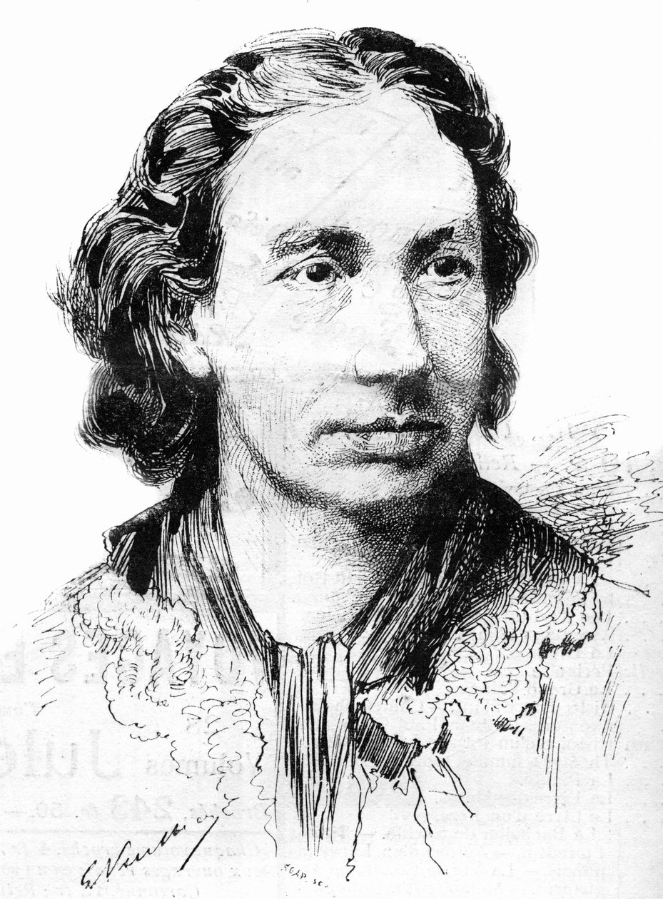 Retrato de Louise Michel (1830-1905), militante feminista e partidária da comuna de Paris. Aqui, em 1887. de French School