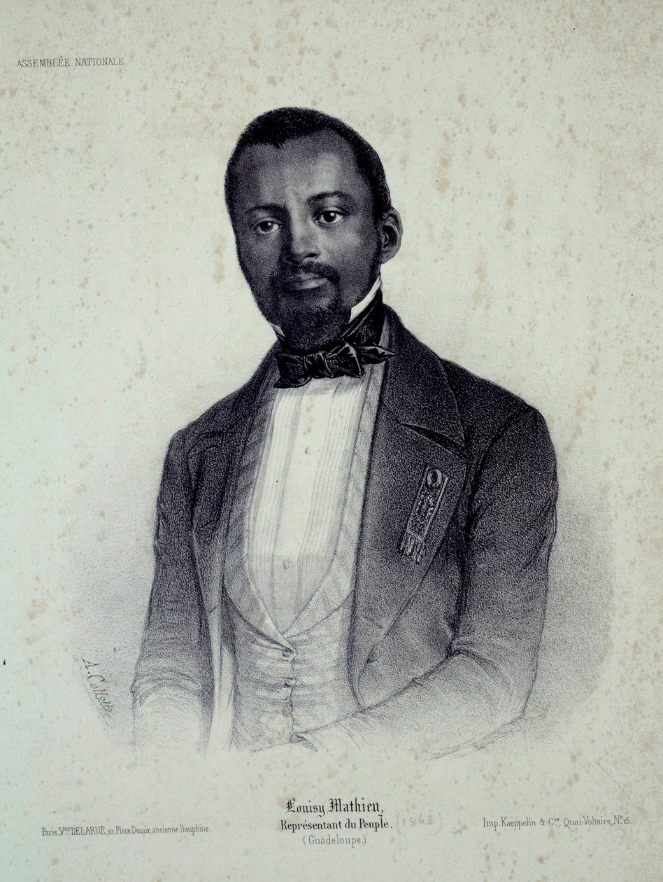 Retrato de Louisy Mathieu (1817-1874), ex-escravo e representante da Gravura Guadalupe do século XIX Chartres, Musee des Beaux Arts de French School