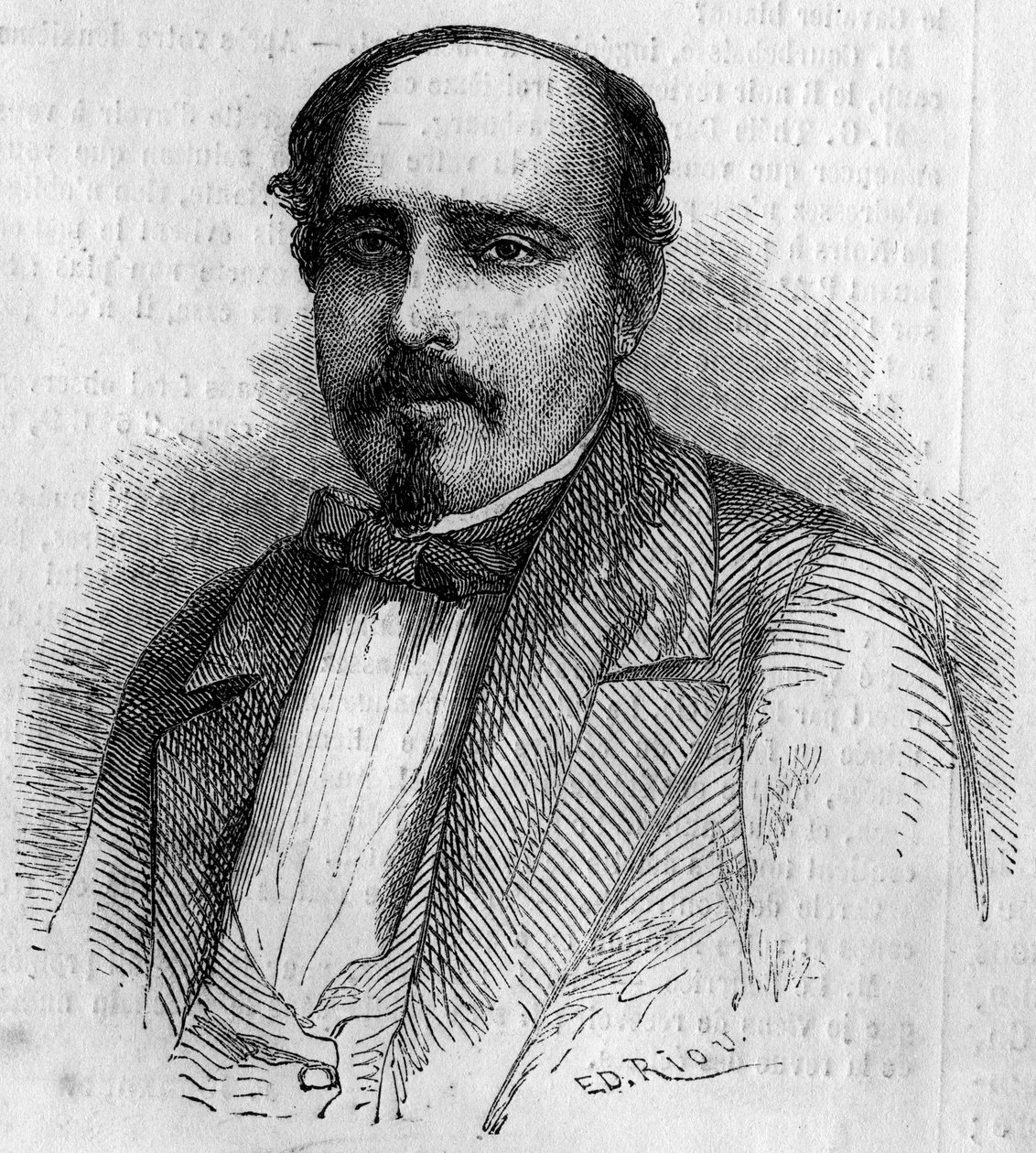 Retrato de Luiz Augusto Rebello da Silva (1822-1871), escritor português. Gravura em "Le Monde Illustré" n°227 de 17 de agosto de 1861. de French School