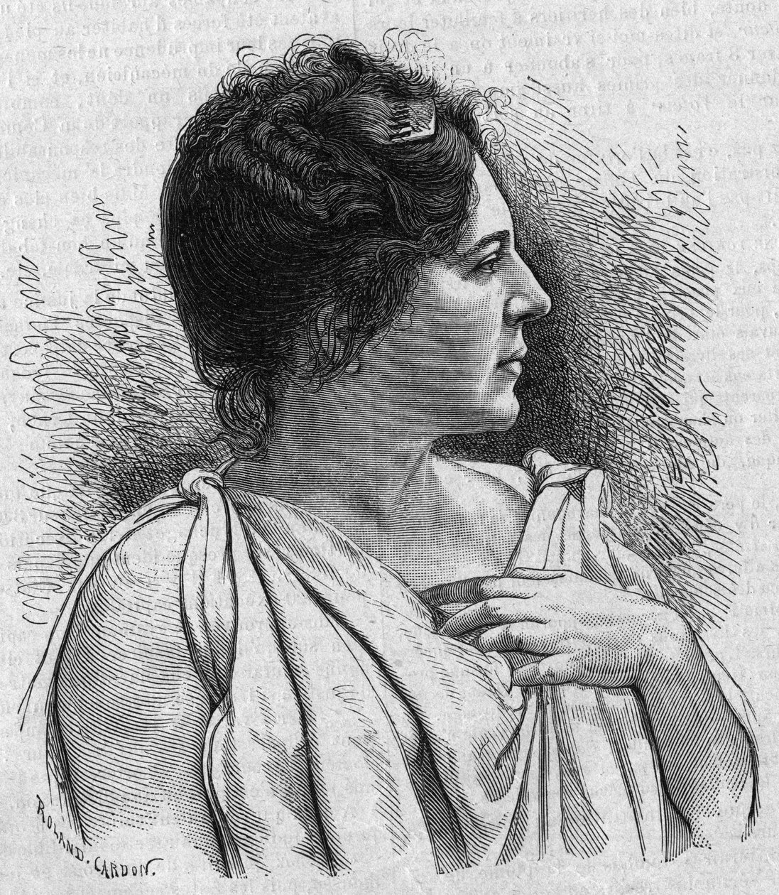 Retrato de Madame Agar (Marie Leonide Charvin, dit) (1836-1891), comediante francesa. Gravura em "La gazette du dimanche" de 21 de novembro de 1895. de French School