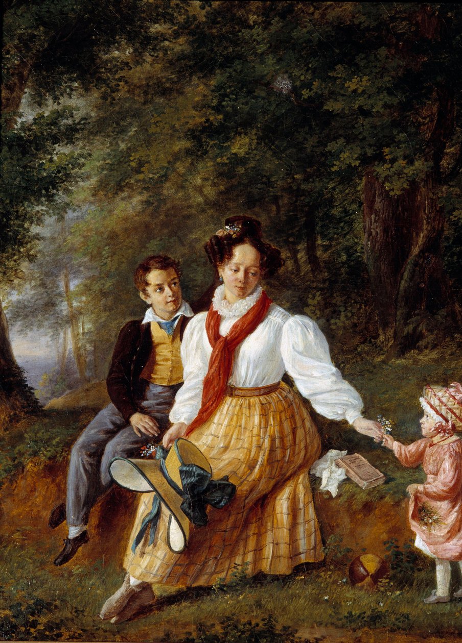 Retrato de Madame Paul de Lock com seus filhos Pintura da Escola Francesa do século XIX. Sceaux, Museu da Ile de France de French School