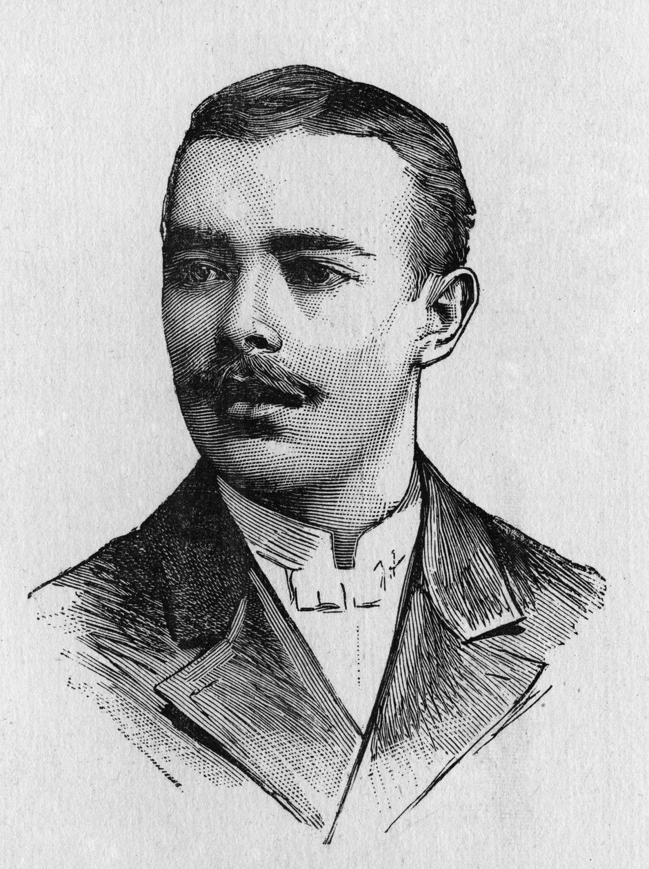 Retrato de Mangot, aeronáutico francês - in “” Álbum da Ciência; cientistas ilustres; Grandes descobertas ”” ”1896. de French School