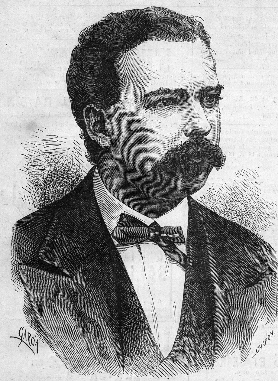 Retrato de Manuel Pardo (1834-1878), Presidente do Peru de 1872 a 1876. Gravura em "Le Monde Illustré" n°1132 de 7 de dezembro de 1878. de French School