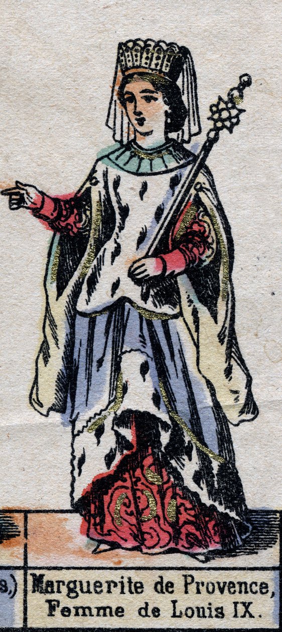 Retrato de Marguerite de Provence (1221-1295), esposa de Luís IX da França. (Dinastia Capetiana). Ilustração de finais do século XIX. de French School