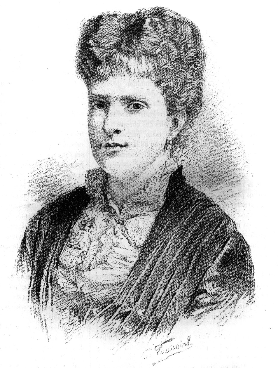 Retrato de Maria Pia, Rainha de Portugal (1847-1911). Gravura em "Le Monde Illustré", 22 de Maio de 1886. de French School