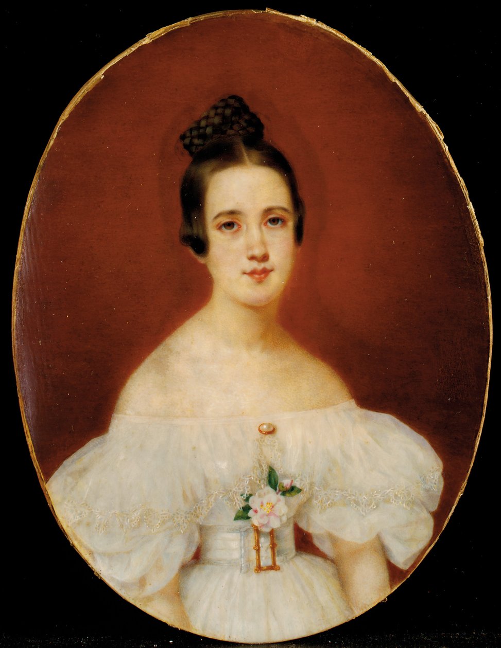 Retrato de Marie-Célestine De Gas, mãe de Edgar Degas, c.1832-34 de French School