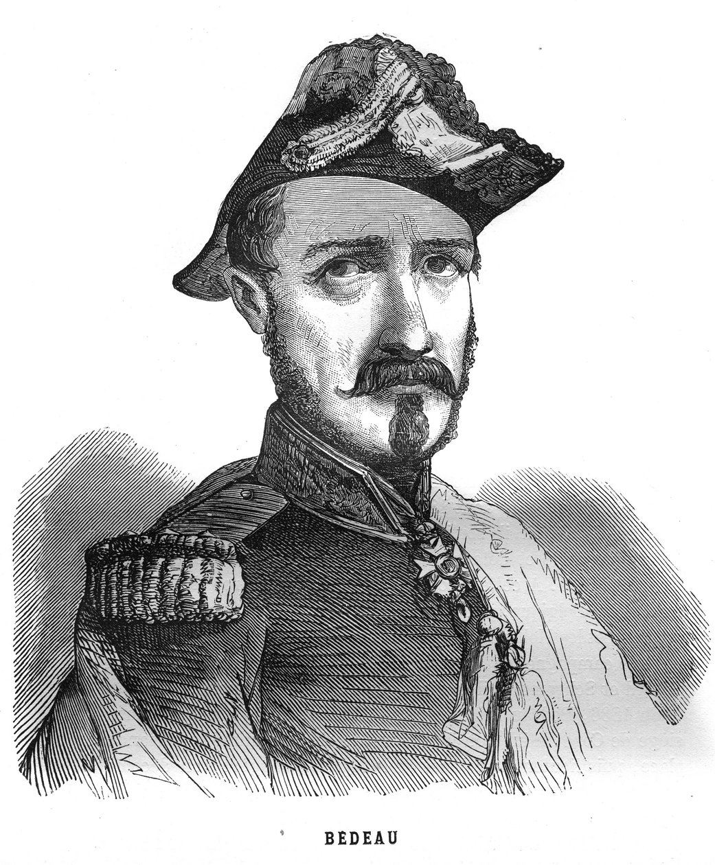 Retrato de Marie Alphonse Bedeau, general francês (1804-1863). Gravura em "Les Illustrations De L