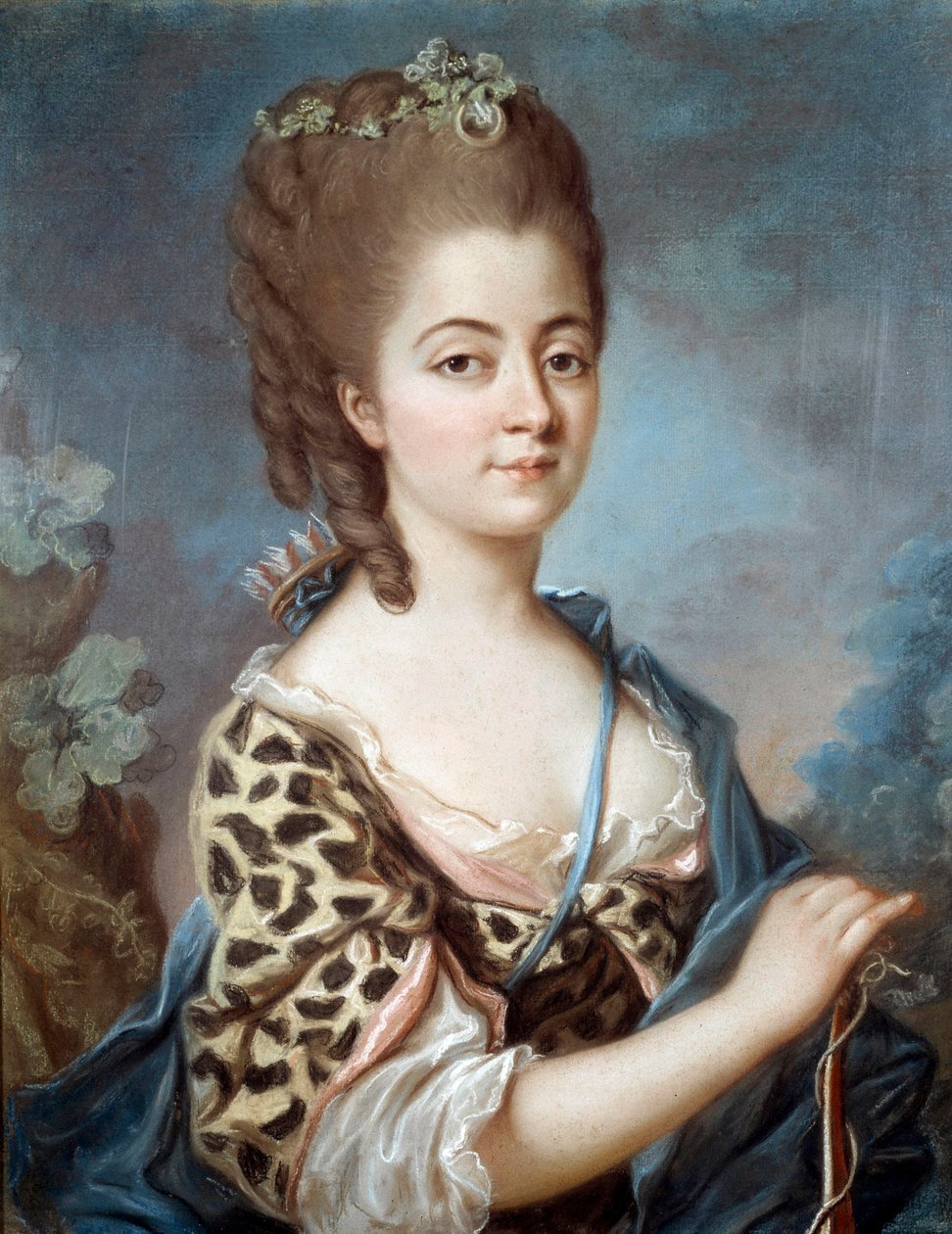 Retrato de Marie Aurora da Saxônia (1748-1821) avó do escritor George Sand Painting da escola francesa do século XVIII. de French School