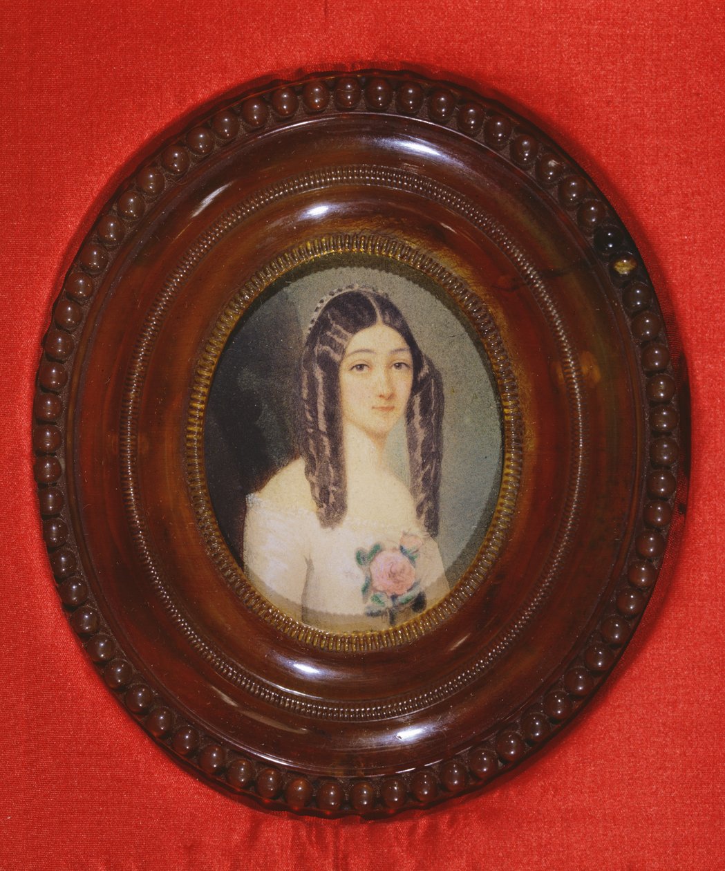 Retrato de Marie Duplessis (1824-1847) Também conhecida como Lady with Camelias, 1847 (wc on paper) de French School