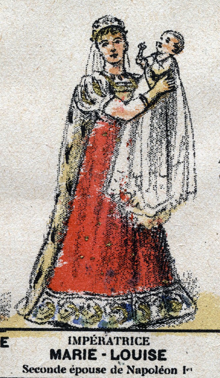 Retrato de Marie Louise da Áustria (1791-1847), esposa de Napoleão I com seu filho Napoleão II. Na "Galeria dos Reis e Rainhas de França e personagens ilustres de 1643 a 1895" Imagem epinal. de French School