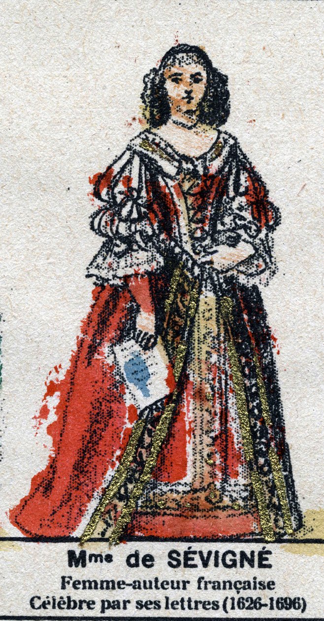 Retrato de Marie de Rabutin-Chantal (Rabutin Chantal), Marquesa de Sevigne conhecida como Madame de Sevigne (1626-1696). Em "Galeriede Reis e Rainhas de França e personagens ilustres de 1643 a 1895" Imagem de epígrafe. de French School