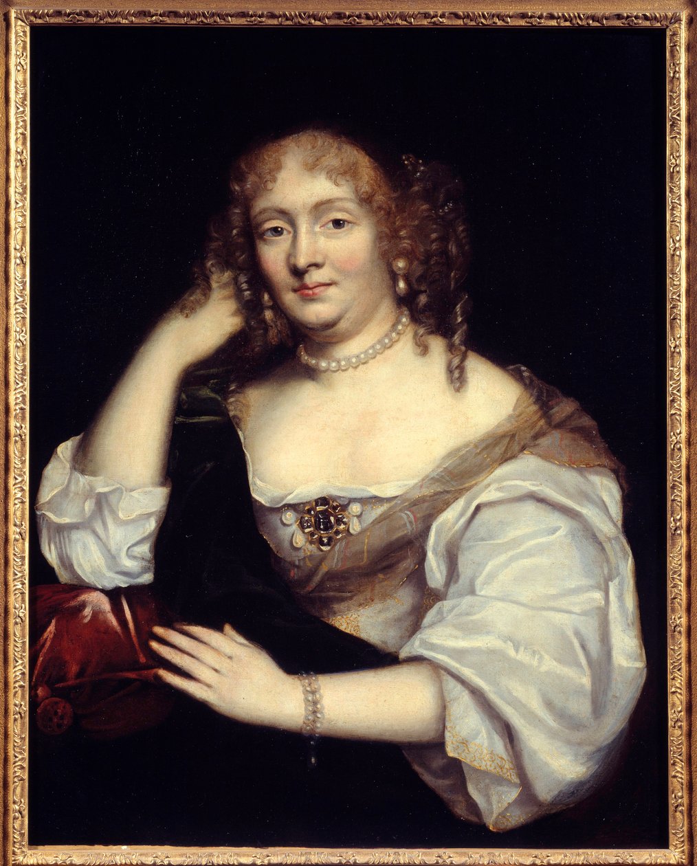 Retrato de Marie de Rabutin-Chantal (Rabutin Chantal), Marquesa de Sevigne conhecida como Madame de Sevigne (1626-1696), mulher de letras Pintura da Escola Francesa. Sol do século XVII. 0,81 x 0,65 m de French School