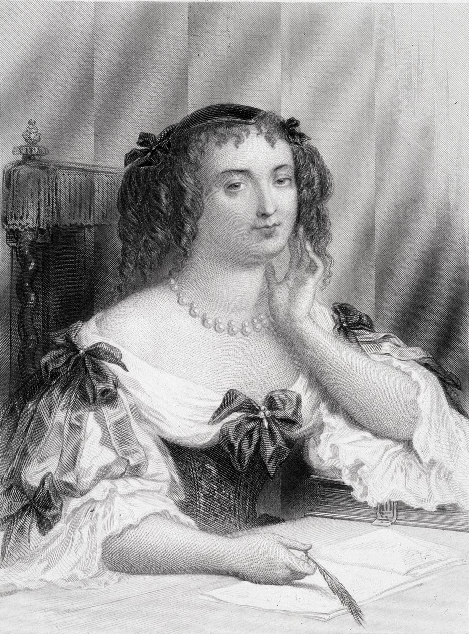Retrato de Marie de Rabutin-Chantal (Rabutin Chantal), Marquesa de Sevigne conhecida como Madame de Sevigne (1626-1696) escritora - gravura de French School