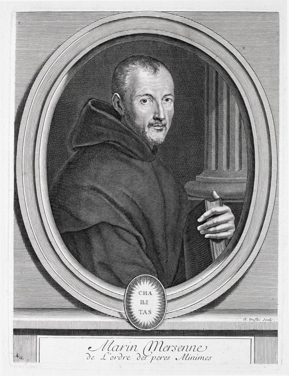 Retrato de Marin Mersenne (1588-1648) gravado por Duflos de French School