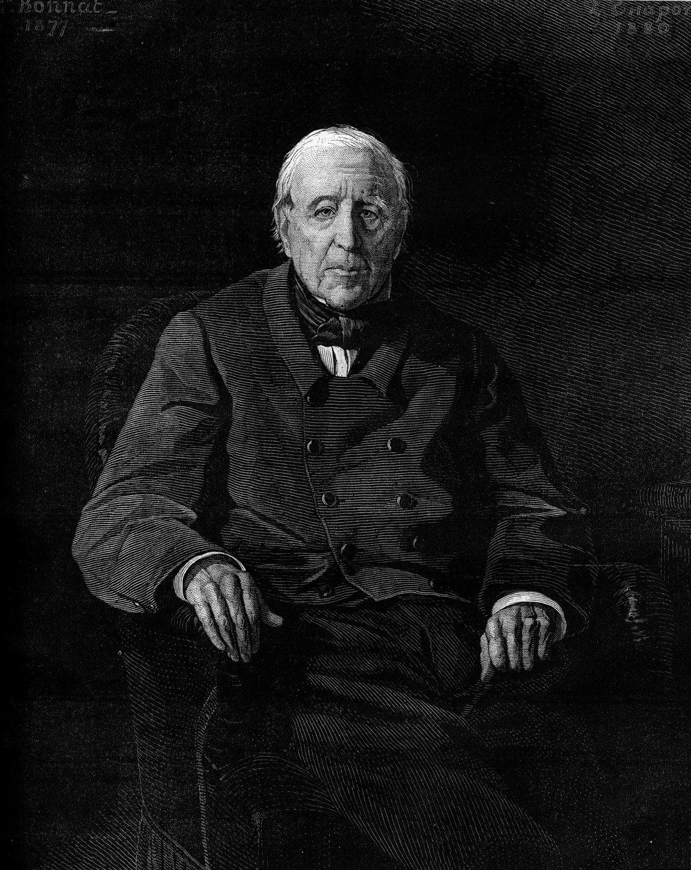 Retrato de Marthe Camille Bachasson, Conde de Montalivet (1801-1880), política francesa. Gravura em "Le Monde Illustré" n°1190 de 17 de Janeiro de 1880. de French School