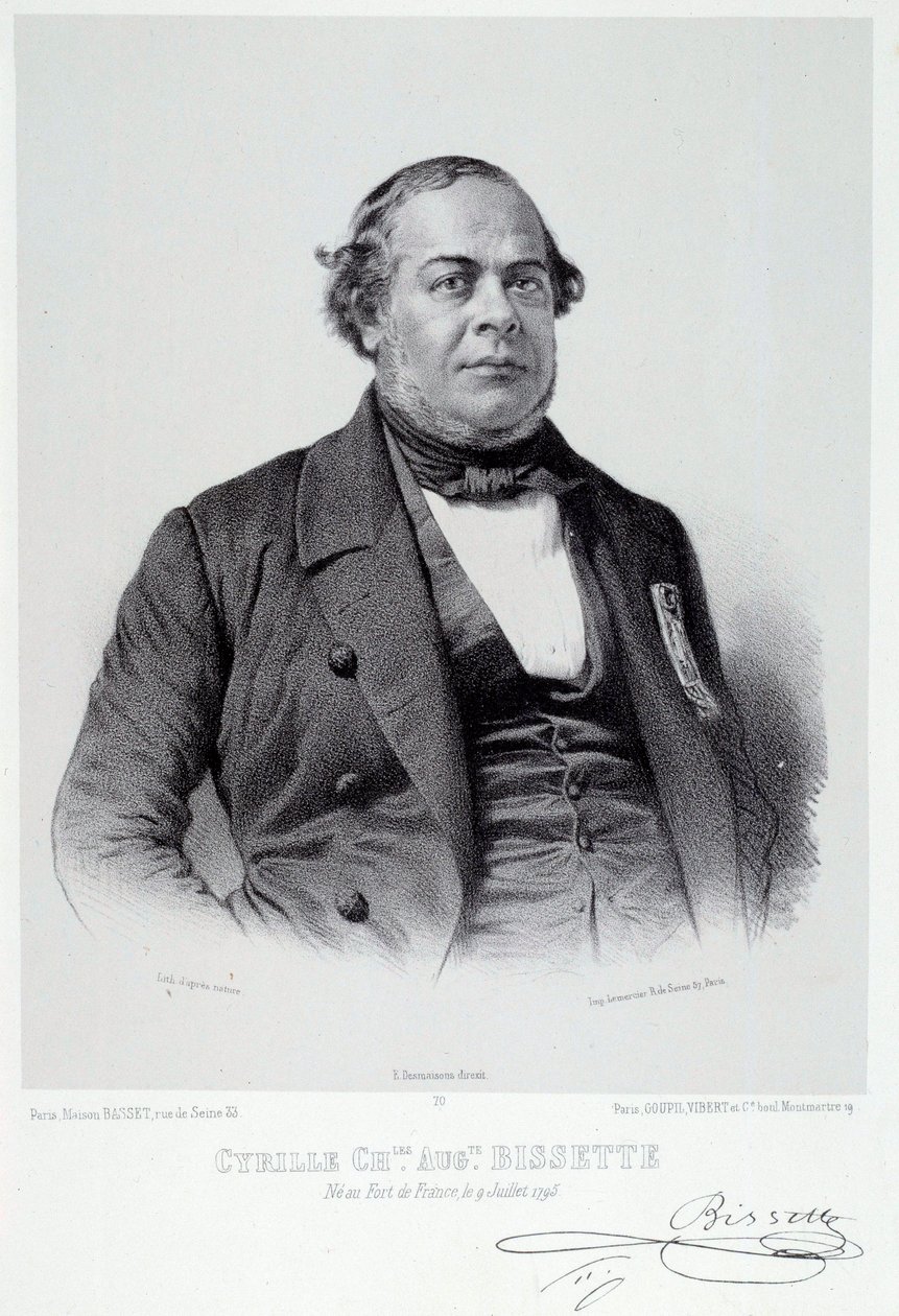Retrato do político da Martinica Cyrille Charles Auguste Bissette (1795-1858), um grande defensor da abolição da escravatura na França. Gravura dos Chartres do século XIX, Musee des Beaux Arts de French School