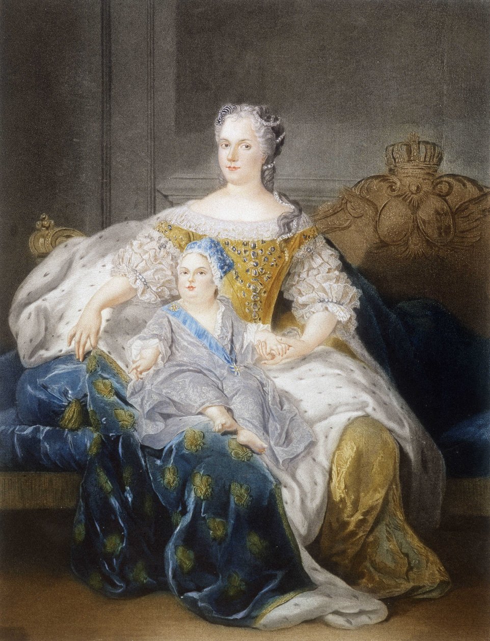Retrato de Maria Leszczynska e o golfinho de French School