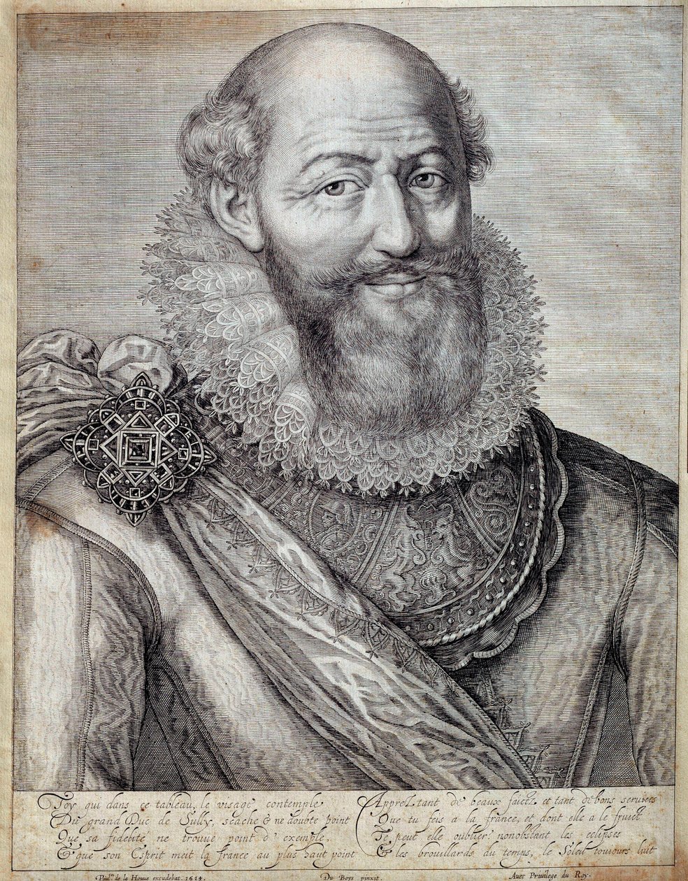 Retrato de Maximiliano de Bethune, duque de Sully (1560-1641). Gravura do século XVII. Pau, Museu do Castelo de French School