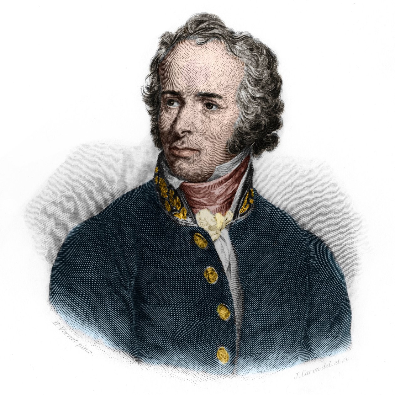 Retrato de Maximilien Sebastien Foy (1775-1825), líder militar francês e estadista. in "LIBRE DES SPEAKERS" de Louis de Cormenin Timon. 1842. Coleção privada. de French School