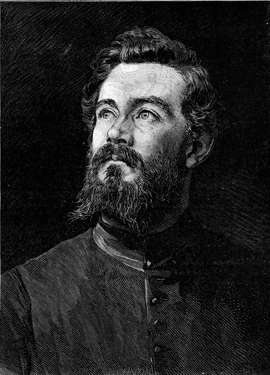 Retrato de Michel Alexandre Debaize (Abbe Debaize) (1845-1879), religioso e viajante francês. Gravura em "Le Monde Illustré" n°1194 de 14 de Fevereiro de 1880. de French School