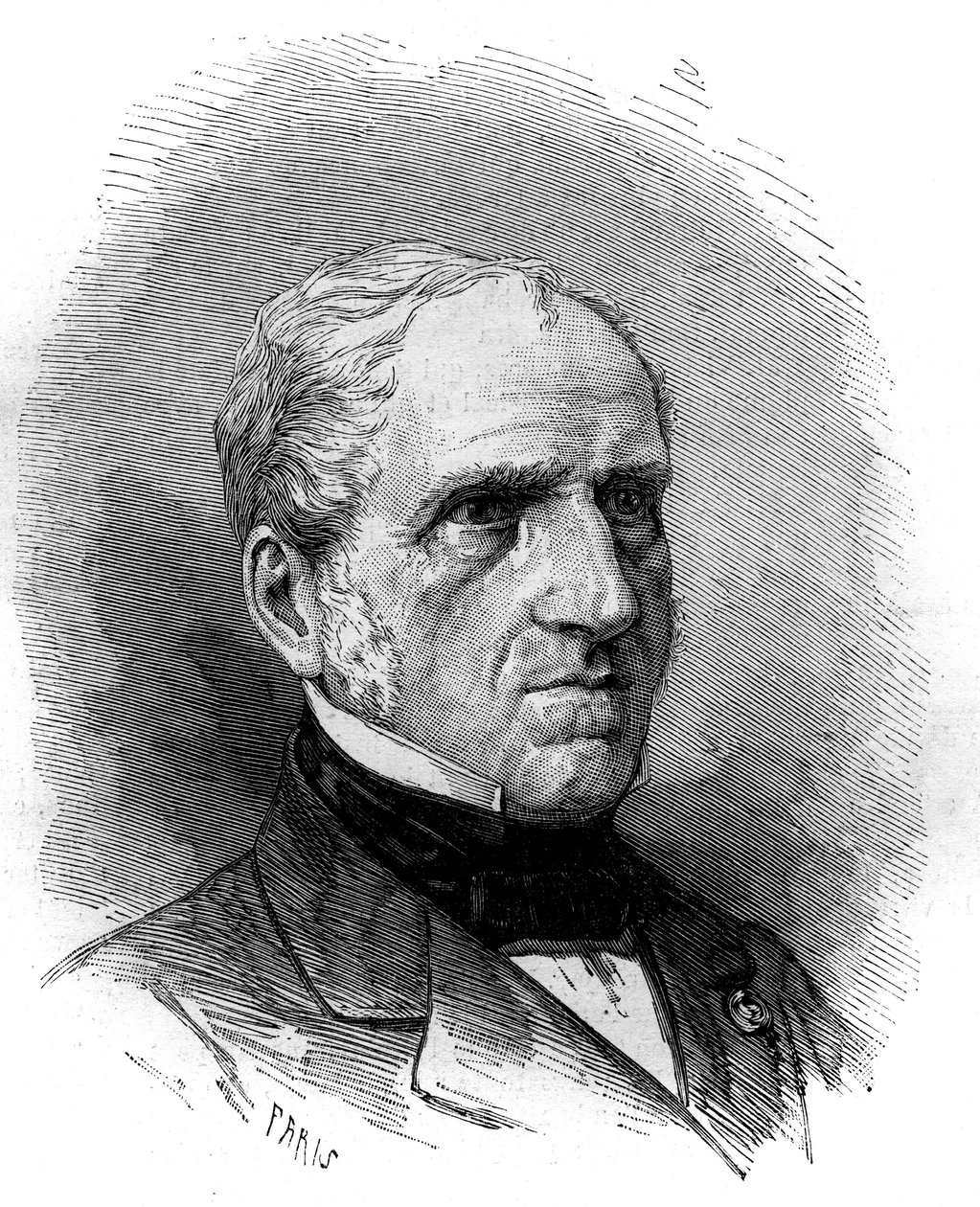 Retrato de Michel Charles (1793-1880), matemático francês. Gravura em "Le Monde Illustré" n°1240 de 1 de Janeiro de 1881. de French School