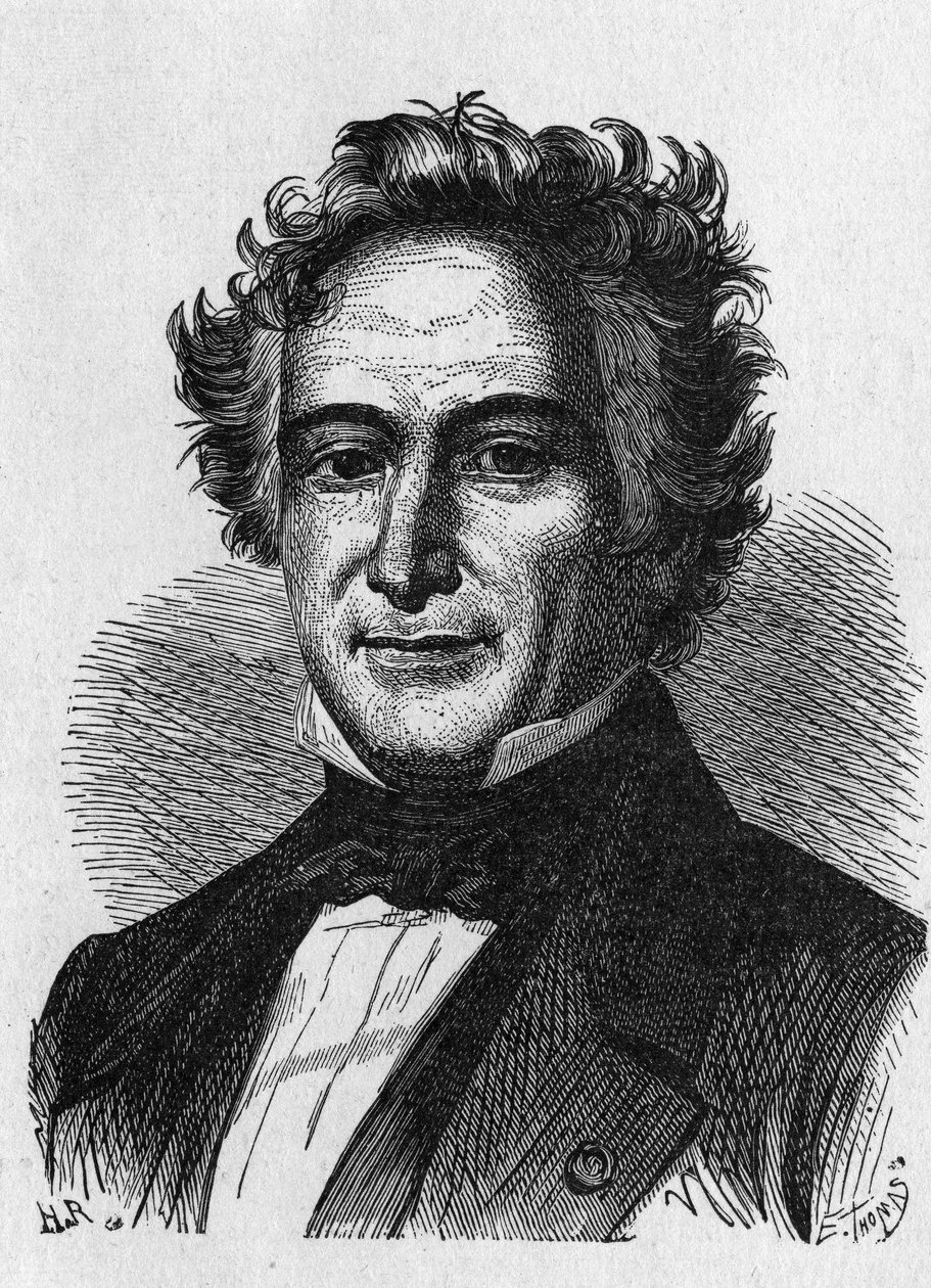 Retrato de Michel Eugene (Michel-Eugene) Chevreul (1786-1889), químico francês - no "Album de la Science; cientistas ilustres; Grandes descobertas" 1896. de French School