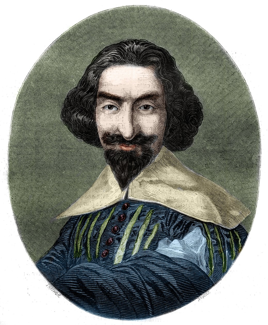 Retrato de Miguel de Cervantes Saavedra (1547-1616), escritor espanhol. Gravura de 1852, da pintura de Velasquez. de French School