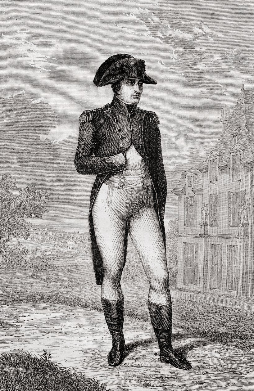 Retrato de Napoleão Bonaparte, da História da Revolução Francesa por Louis Blanc de French School