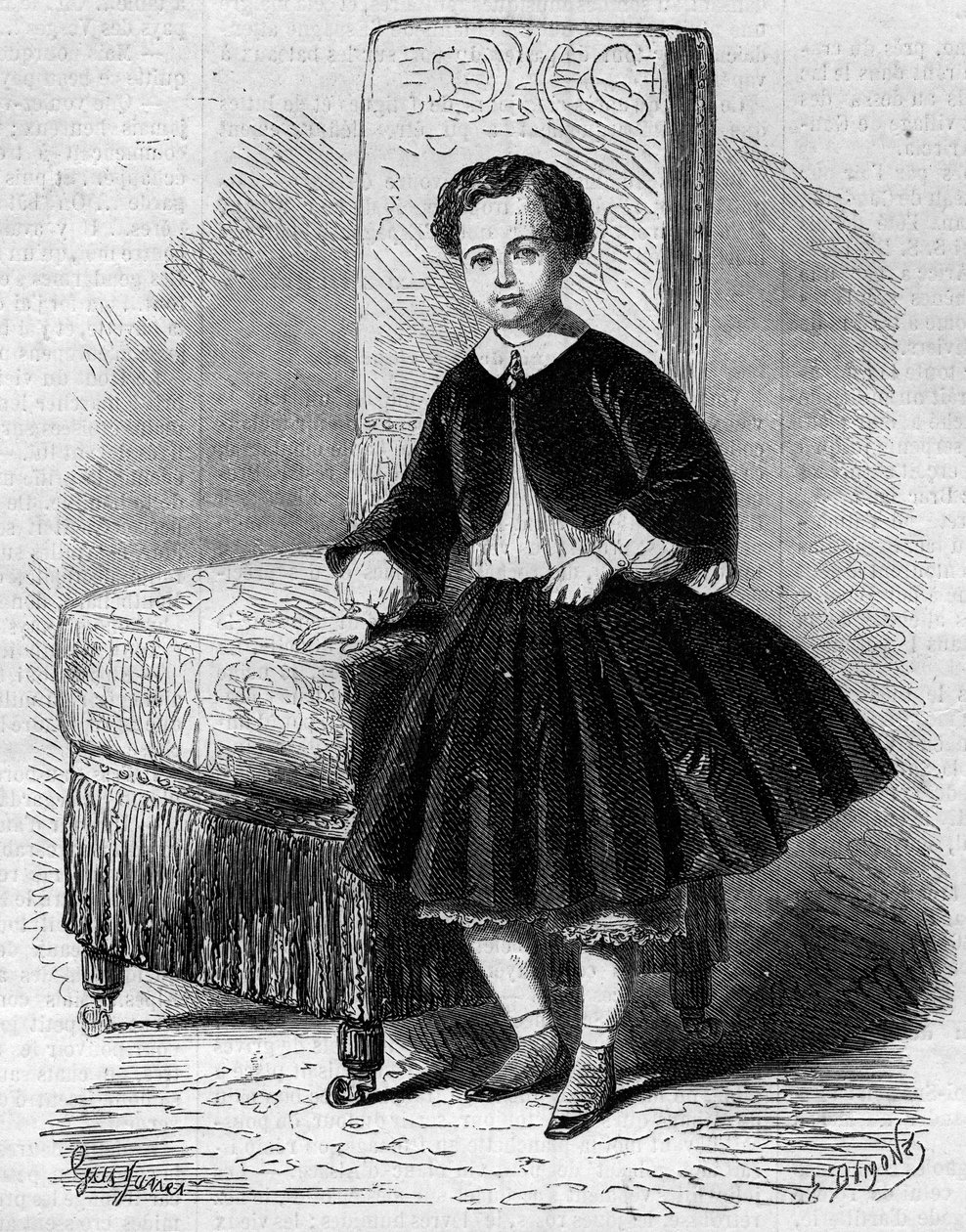 Retrato de Napoleão Eugene Louis Jean Joseph Bonaparte (1856-1879), conhecido como Príncipe Imperial, filho de Napoleão III. Gravura em "Le Monde Illustré" n°137 de 26 de novembro de French School