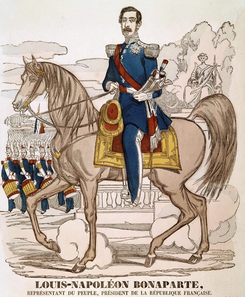 Retrato de Napoleão III - representante do povo, Presidente da República Francesa. (Charles Louis Napoleon Bonaparte) (1808 - 1873). Imagem espinhal. de French School