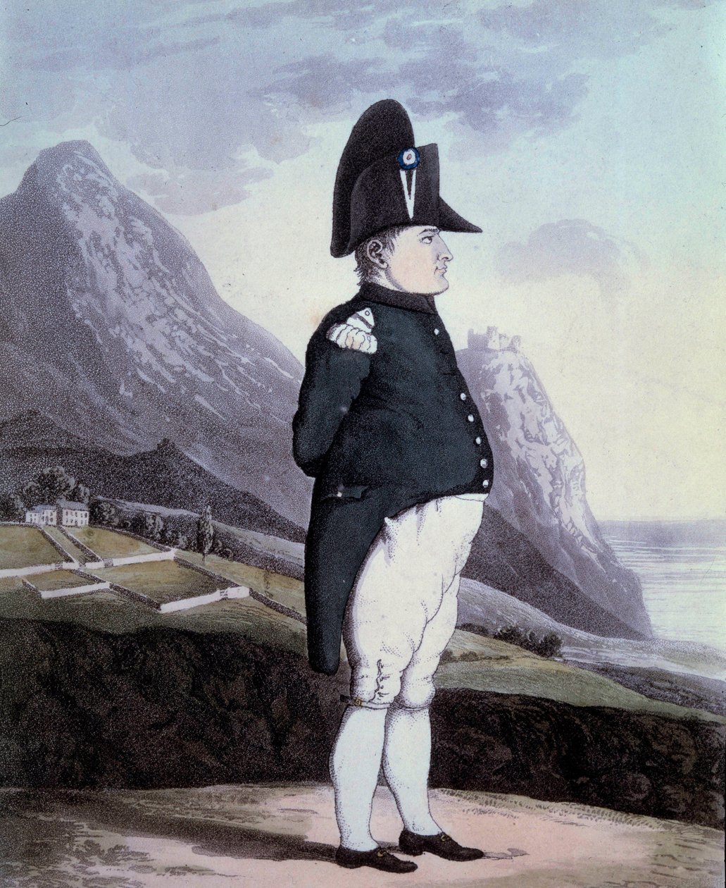Retrato de Napoleão I (1769-1821) na ilha de Sainte Helene em maio de 1815 Gravura da Ile d