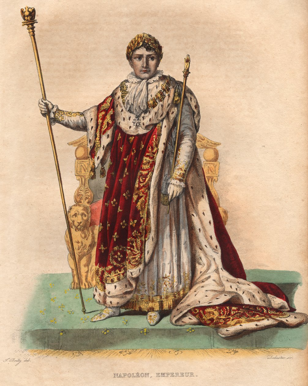 Retrato de Napoleão I (Napoleão Bonaparte) (1769-1821), imperador dos franceses, em paramentos imperiais. de French School