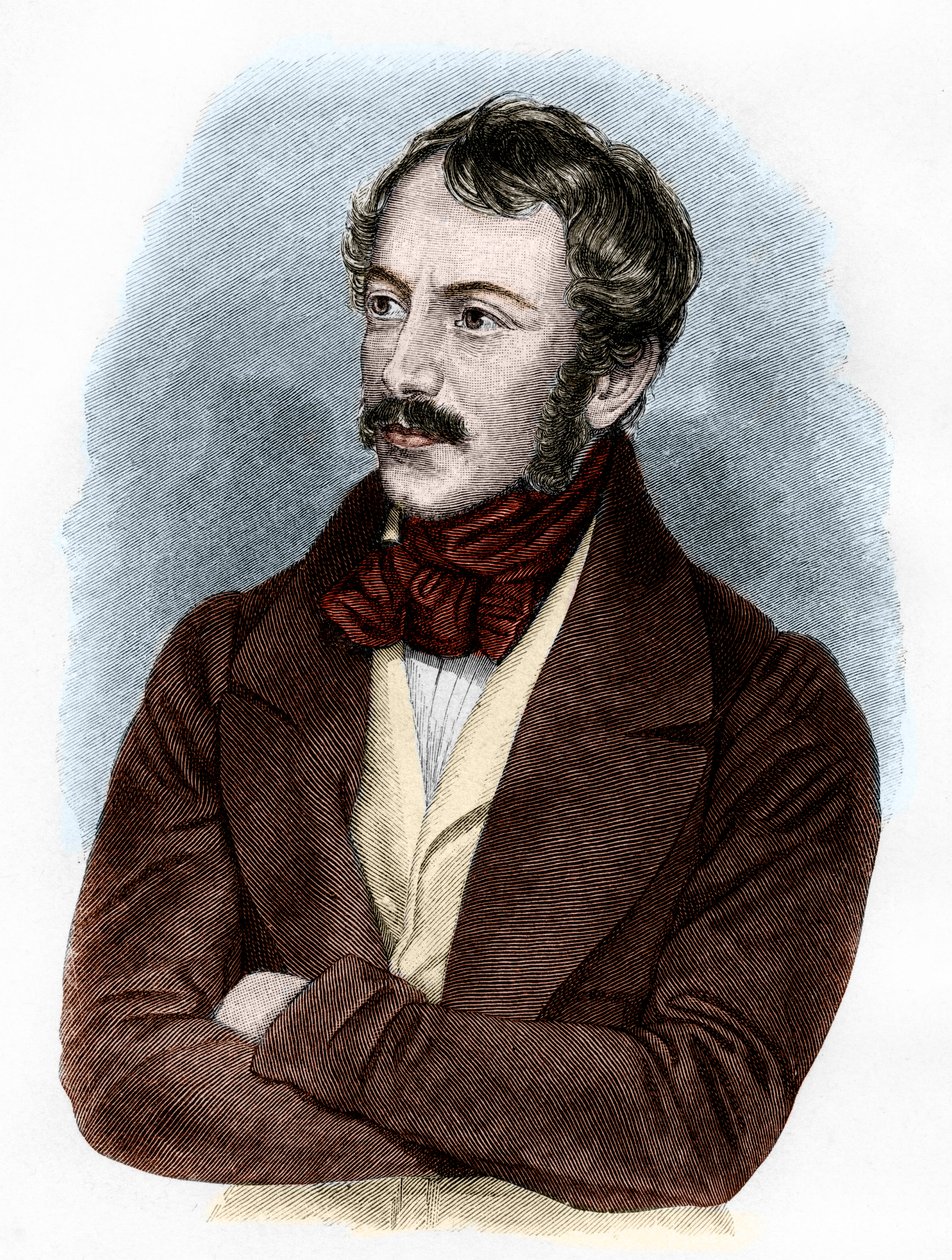 Retrato de Nikolaus Lenau (gravura a cores) de French School