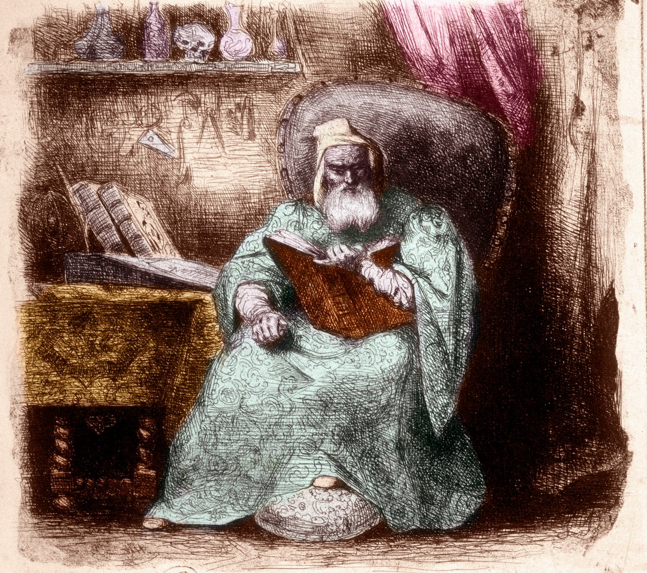 Retrato de Nostradamus, Michel de Notre Dame (Gravura) de French School