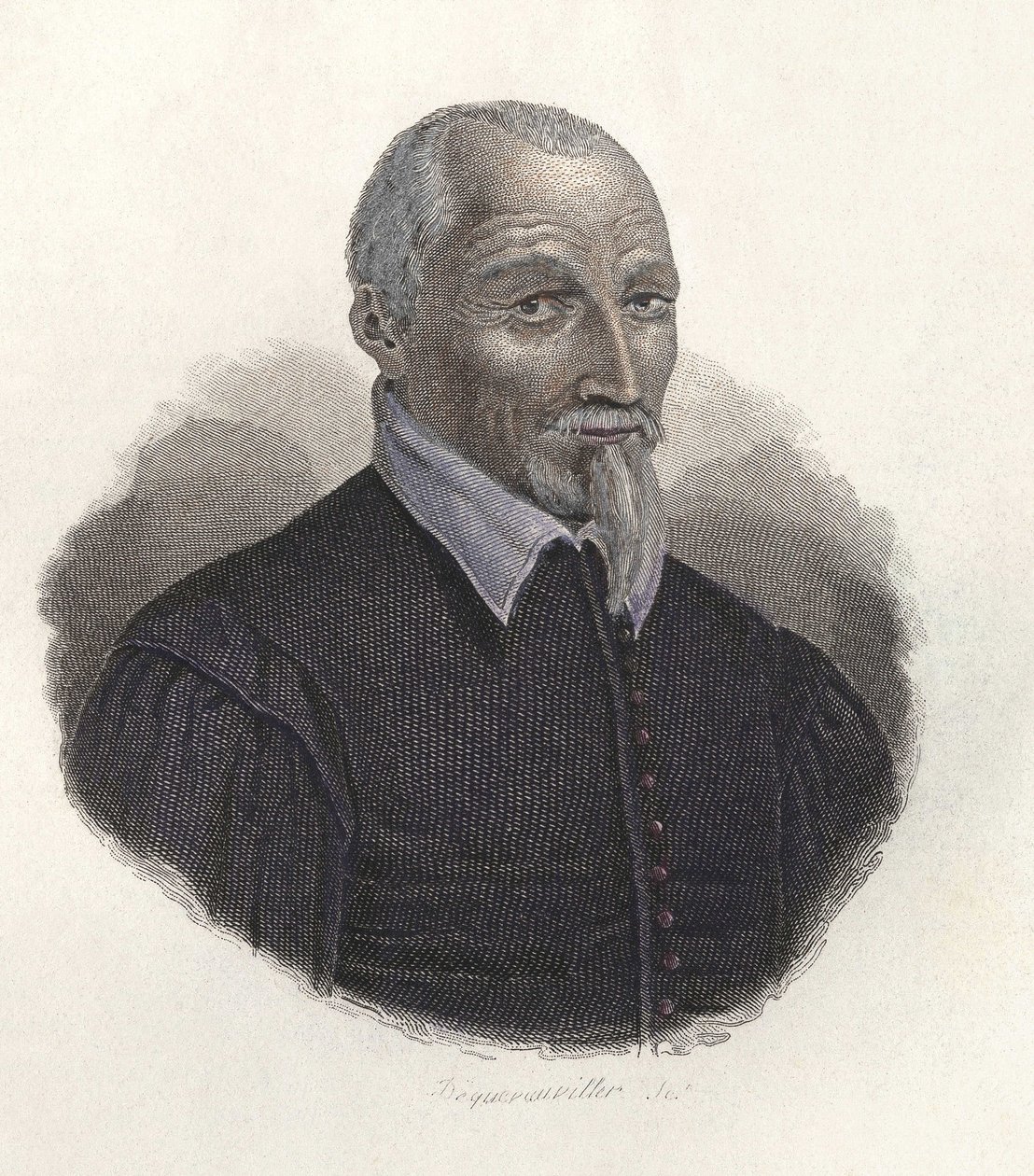 Retrato de Olivier de Serres (1539-1619), agrônomo francês. em "Portraits des Hommes Useful" (Retratos dos Homens Úteis) de French School