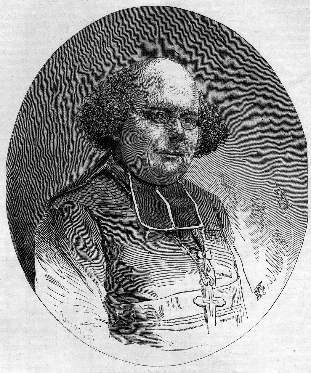 Retrato de Patrice Cruice (1815-1866), eveque de Marselha de 1861 a 1865. Gravura em "Le Monde Illustré" n°232 de 21 de setembro de French School