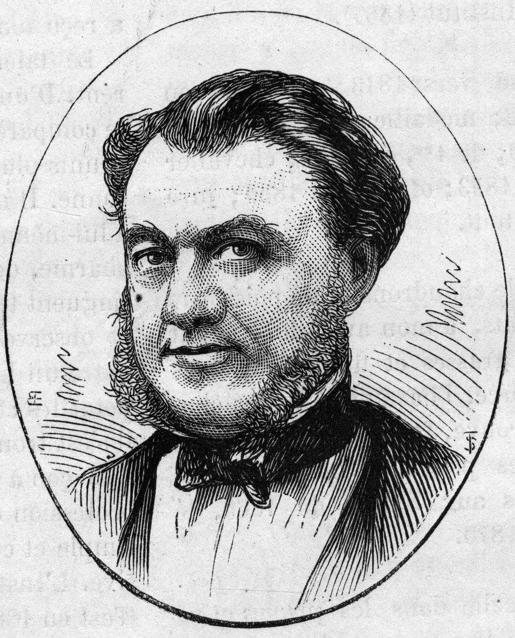 Retrato de Paul Abadie (1812-1884), arquiteto francês. Gravura em "Le Monde Illustré" n°890 de 2 de Maio de 1874. de French School