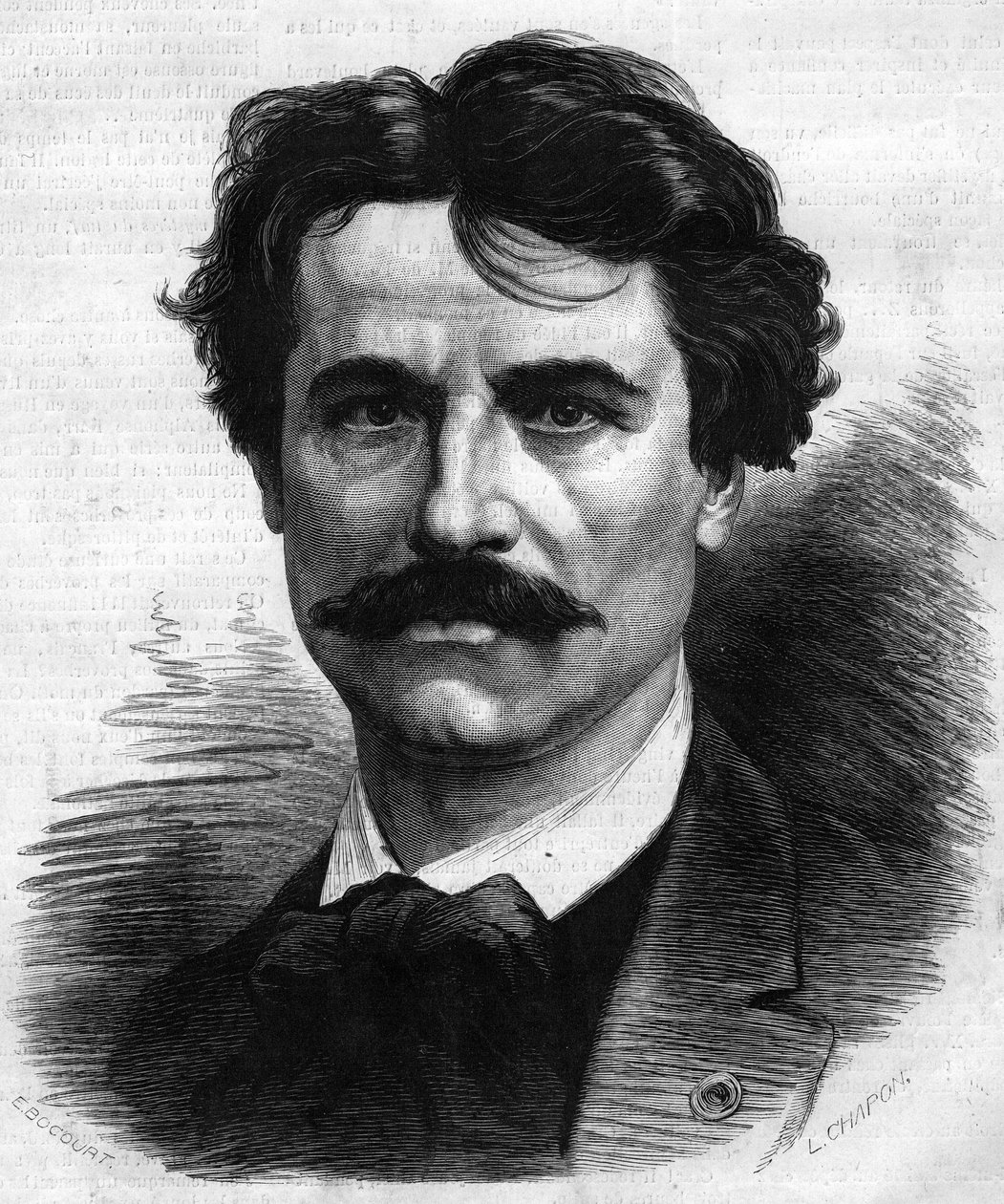 Retrato de Paul Baudry (1828-1885), pintor francês. Gravura em "Le Monde Illustré" n°908 de 5 de setembro de French School