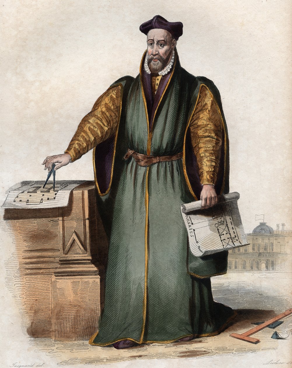 Retrato de Philibert Delorme (De Lorme) (De lOrme) (1510-1570), arquiteto francês. de French School