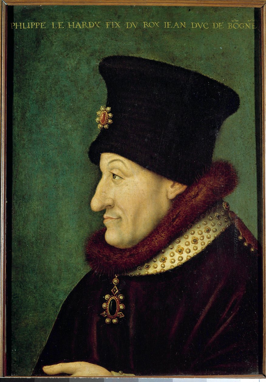Retrato de Filipe II o Hardi (1342-1404) Duque de Borgonha em 1363 Pintura da escola francesa. Século XVI. Sol 0,42x0,29 m de French School