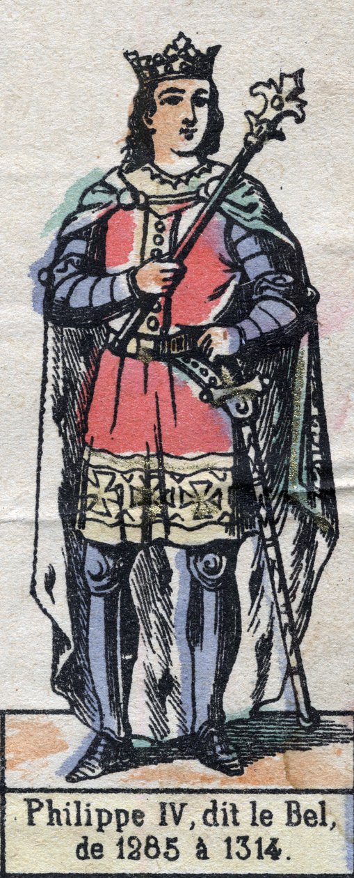 Retrato de Filipe IV da França, conhecido como Filipe o Bel (1268-1314) (dinastia dos Capetianos). Ilustração do final do século XIX. de French School