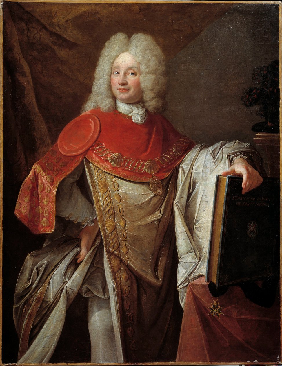Retrato de Philippe Joseph Perrotin de Barmond, Chevalier de Saint Michel em grande traje da Ordem Pintura da Escola Francesa. 1720 Sun. 1,33x1,03 m Paris, musee de la Legion d
