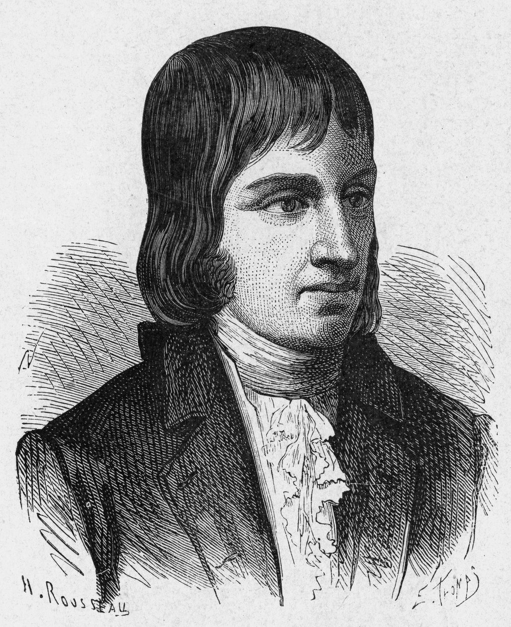 Retrato de Philippe Lebon (1769 - 1804), engenheiro e químico francês (inventor da iluminação a gás) - no "Album de la Science; cientistas ilustres; Grandes descobertas" 1896. de French School