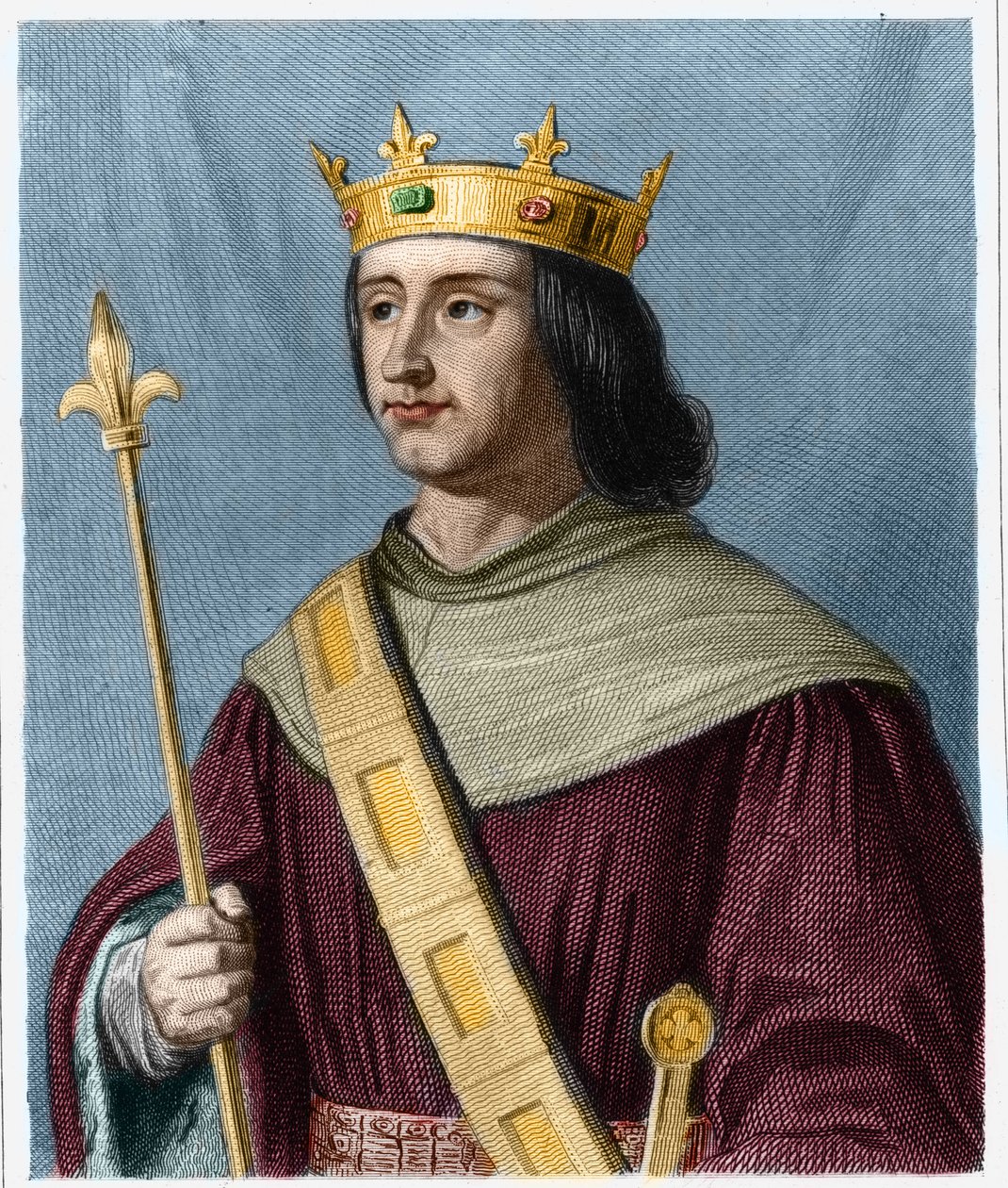 Retrato de Philippe VI de Valois (1294 - 1350), Rei de França - em "Histoire des Francais" de Lavallee, gravura, sd. de French School